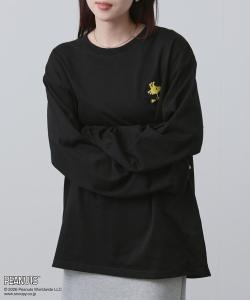 PEANUTS(ピーナッツ)の「【PEANUTS/ピーナッツ】刺繍 クルーネック 長袖Tシャツ(Tシャツ/カットソー・メンズ・ブラック/ピンク・S/M/L/XL)」の15枚目の写真