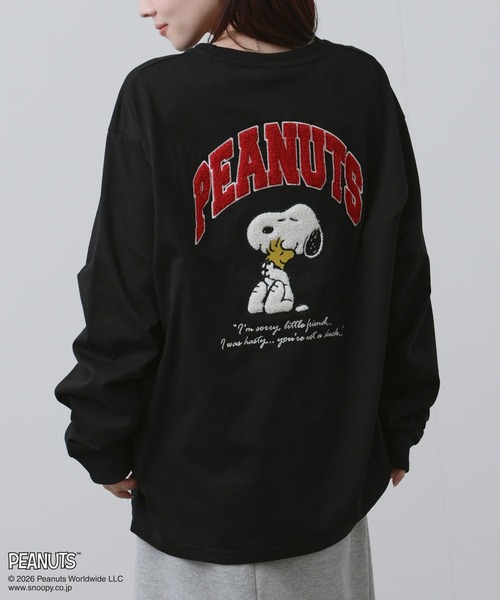 PEANUTS(ピーナッツ)の「【PEANUTS/ピーナッツ】刺繍 クルーネック 長袖Tシャツ(Tシャツ/カットソー・メンズ・ブラック/ピンク・S/M/L/XL)」の17枚目の写真