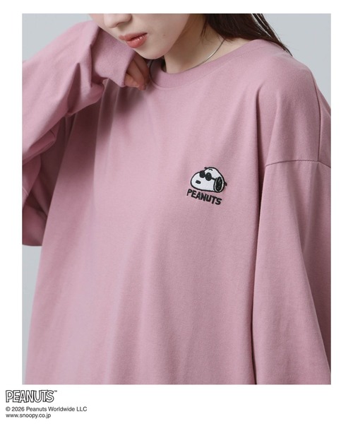 PEANUTS(ピーナッツ)の「【PEANUTS/ピーナッツ】刺繍 クルーネック 長袖Tシャツ(Tシャツ/カットソー・メンズ・ブラック/ピンク・S/M/L/XL)」の4枚目の写真