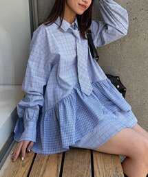 CIAOPANIC（チャオパニック）の「ネクタイ付きティアードチュニックシャツワンピース（シャツ/ブラウス）」