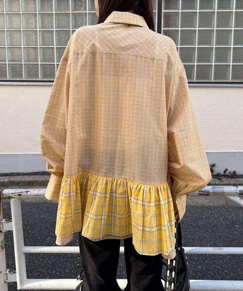 CIAOPANIC（チャオパニック）の「ネクタイ付きティアードチュニックシャツワンピース（シャツ/ブラウス・レディース・ブルー/サックスブルー/イエロー/グリーン/ホワイト/ピンク/ベージュ・ONE SIZE）」の17枚目の写真