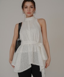 KINO THE KEI（キノザケイ）の「シアー フェザー アメスリ 2WAY タイブラウス KINO THE KEI（シャツ/ブラウス）」