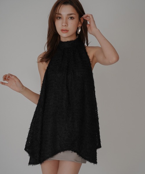 KINO THE KEI(キノザケイ)の「シアー フェザー アメスリ 2WAY タイブラウス KINO THE KEI(シャツ/ブラウス・レディース・ホワイト/ブラック/ベージュ・フリー)」の2枚目の写真