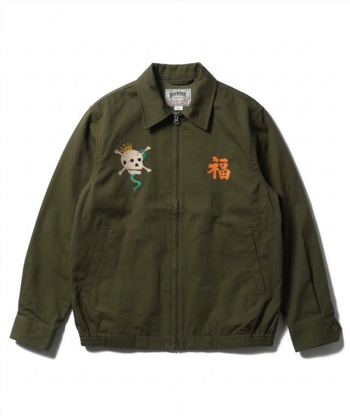 HOUSTON(ヒューストン)の「HOUSTON ベトジャン(SKULL)(ブルゾン・メンズ・ブラック/オリーブドラブ/オフホワイト・X-LARGE/XX-LARGE/MEDIUM/LARGE)」の3枚目の写真