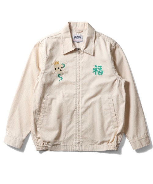 HOUSTON(ヒューストン)の「HOUSTON ベトジャン(SKULL)(ブルゾン・メンズ・ブラック/オリーブドラブ/オフホワイト・X-LARGE/XX-LARGE/MEDIUM/LARGE)」の1枚目の写真