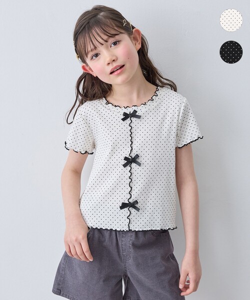 一部店舗/WEB先行販売アイテム】ドット×リボン 半袖Tシャツ（Tシャツ