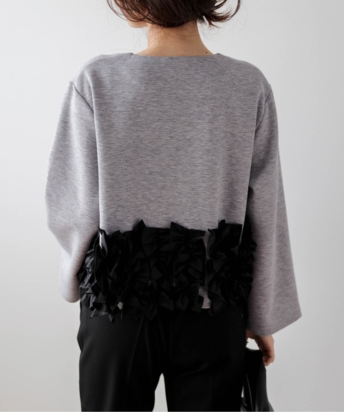 AMELY(エミリー)の「フリルヘム ノーカラージャケット(ノーカラージャケット・レディース・ブラック/グレー/ベージュ・フリー)」の16枚目の写真