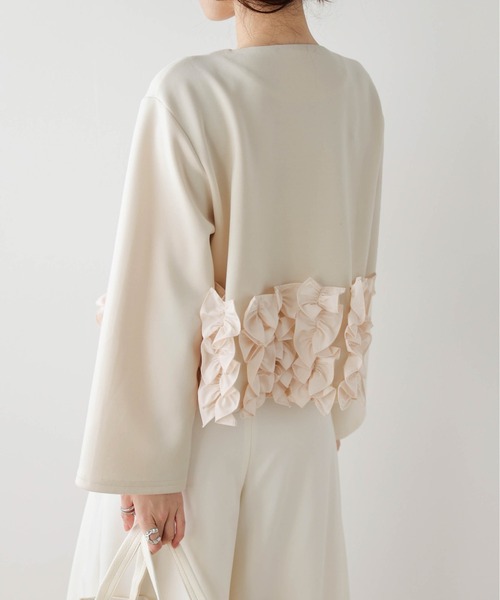 AMELY(エミリー)の「フリルヘム ノーカラージャケット(ノーカラージャケット・レディース・ブラック/グレー/ベージュ・フリー)」の20枚目の写真
