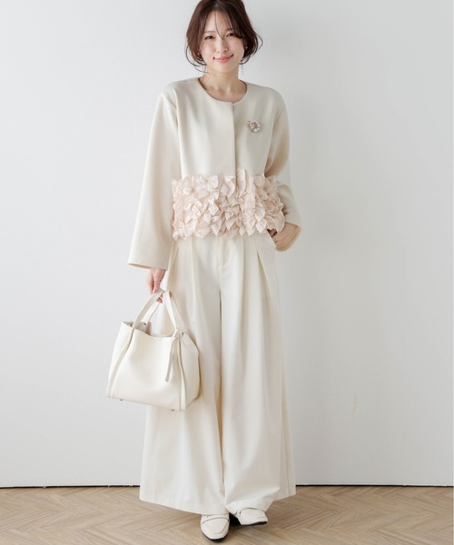 AMELY(エミリー)の「フリルヘム ノーカラージャケット(ノーカラージャケット・レディース・ブラック/グレー/ベージュ・フリー)」の22枚目の写真