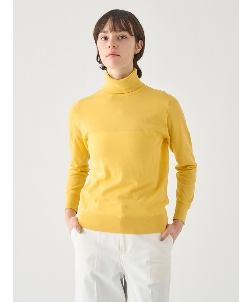 タートルネック長袖コットンニットプルオーバー