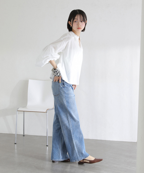 La TOTALITE（ラトータリテ）の「【洗える】袖バルーンブラウス（シャツ/ブラウス・レディース・スカイブルー/ホワイト・FREE）」の6枚目の写真