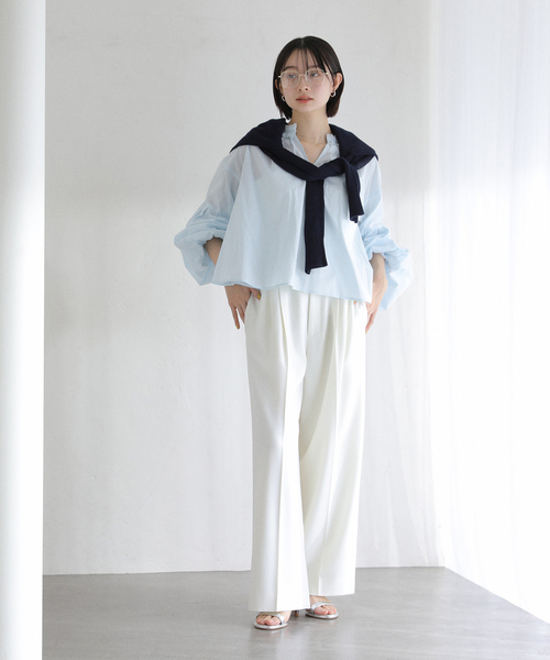 La TOTALITE（ラトータリテ）の「【洗える】袖バルーンブラウス（シャツ/ブラウス・レディース・スカイブルー/ホワイト・FREE）」の11枚目の写真