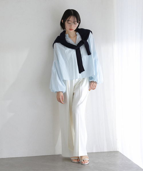 La TOTALITE（ラトータリテ）の「【洗える】袖バルーンブラウス（シャツ/ブラウス・レディース・スカイブルー/ホワイト・FREE）」の12枚目の写真