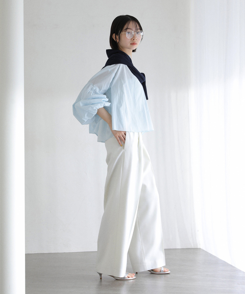 La TOTALITE（ラトータリテ）の「【洗える】袖バルーンブラウス（シャツ/ブラウス・レディース・スカイブルー/ホワイト・FREE）」の13枚目の写真