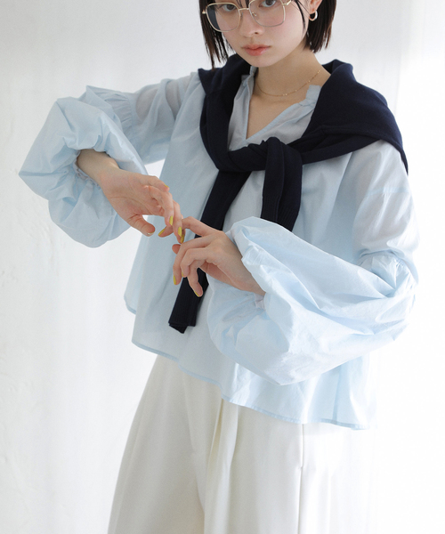 La TOTALITE（ラトータリテ）の「【洗える】袖バルーンブラウス（シャツ/ブラウス・レディース・スカイブルー/ホワイト・FREE）」の17枚目の写真