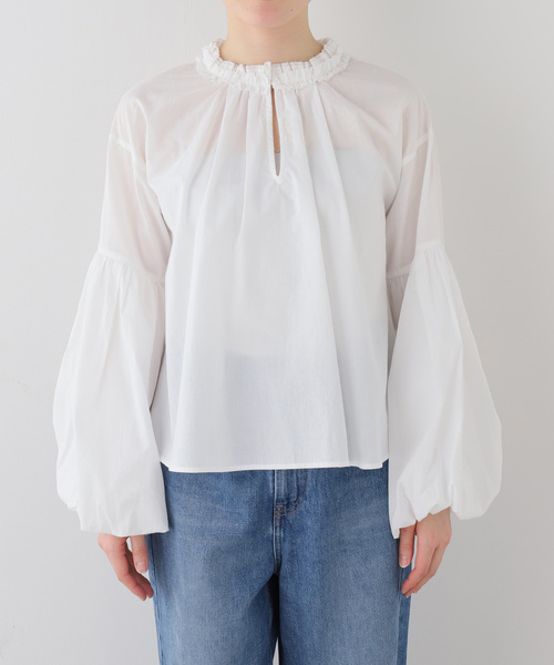 La TOTALITE（ラトータリテ）の「【洗える】袖バルーンブラウス（シャツ/ブラウス・レディース・スカイブルー/ホワイト・FREE）」の19枚目の写真