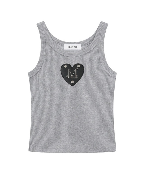MUCENT（ムセント）の「ディオンメタルロゴハートパッチスリーブレスナシ（4カラー）（Tシャツ/カットソー・レディース・ブラック/ホワイト/ライトグレー/チャコールグレー・FREE）」の4枚目の写真