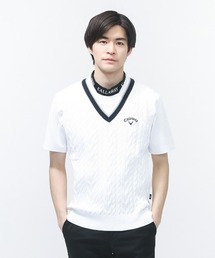 Callaway（キャロウェイ）の「キャロウェイ  ミニケーブル編みVネックニットベスト（ベスト）」