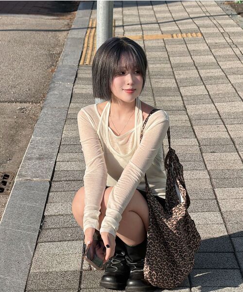 MUSINSA STANDARD WOMAN（ムシンサスタンダードウーマン）の「ウィメンズウールテンセルホルターレイヤード長袖Tシャツ[アイボリー]（Tシャツ/カットソー・レディース・その他・X-SMALL/SMALL/MEDIUM/LARGE）」の6枚目の写真