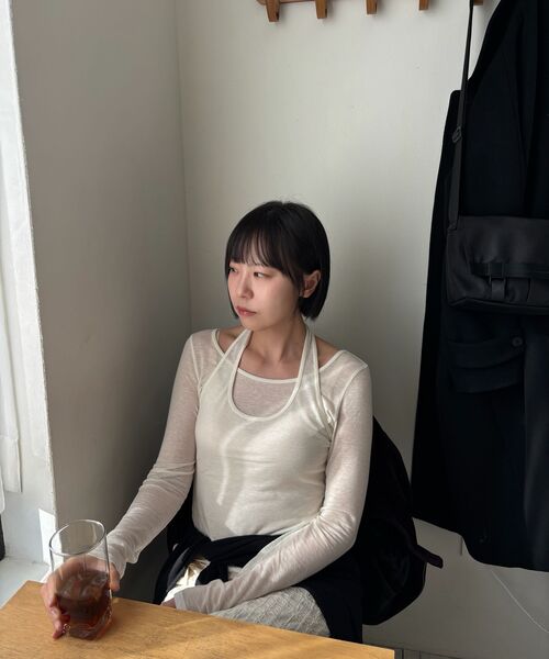 MUSINSA STANDARD WOMAN（ムシンサスタンダードウーマン）の「ウィメンズウールテンセルホルターレイヤード長袖Tシャツ[アイボリー]（Tシャツ/カットソー・レディース・その他・X-SMALL/SMALL/MEDIUM/LARGE）」の5枚目の写真