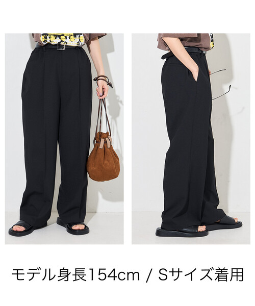 FREAK'S STORE(フリークスストア)の「接触冷感/UVカット LINEN TOUCH タック イージーパンツ/リネンタッチ(スラックス・レディース・グレー/ブラック/ベージュ/ネイビー・MEDIUM/SMALL)」の5枚目の写真