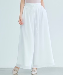SAISON DE PAPILLON | 【2026SS新作】レーディス ワイドパンツ リボン付き シワ加工 体型カバー 通勤 きれいめ オフィスカジュアル(その他パンツ)