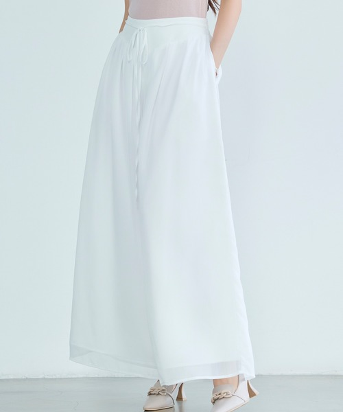 SAISON DE PAPILLON（セゾンドパピヨン）の「【2026SS新作】レーディス ワイドパンツ リボン付き シワ加工 体型カバー 通勤 きれいめ オフィスカジュアル（その他パンツ・レディース・ホワイト・M/S/L）」の3枚目の写真