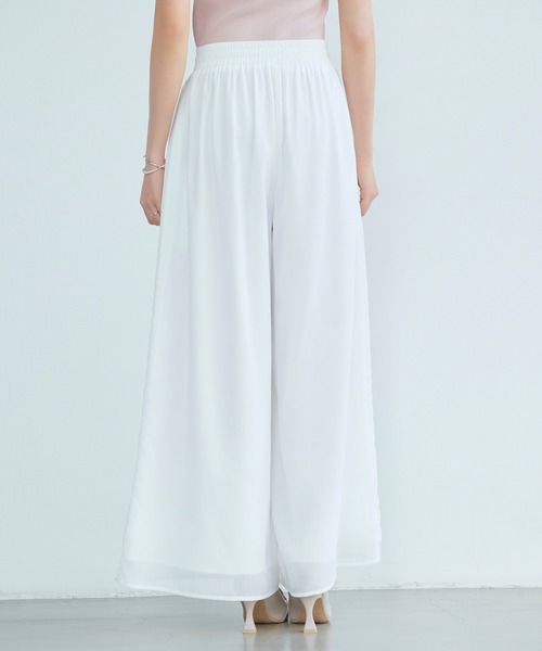 SAISON DE PAPILLON（セゾンドパピヨン）の「【2026SS新作】レーディス ワイドパンツ リボン付き シワ加工 体型カバー 通勤 きれいめ オフィスカジュアル（その他パンツ・レディース・ホワイト・M/S/L）」の4枚目の写真