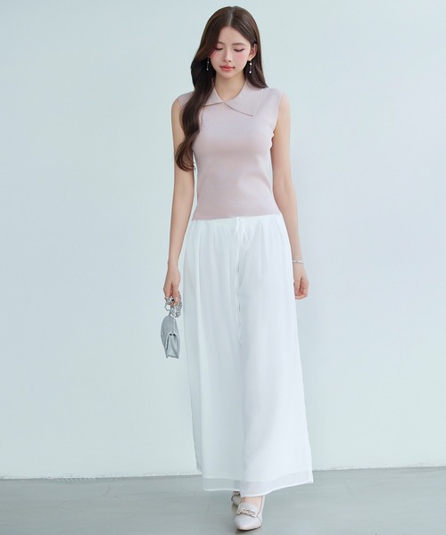 SAISON DE PAPILLON（セゾンドパピヨン）の「【2026SS新作】レーディス ワイドパンツ リボン付き シワ加工 体型カバー 通勤 きれいめ オフィスカジュアル（その他パンツ・レディース・ホワイト・M/S/L）」の5枚目の写真