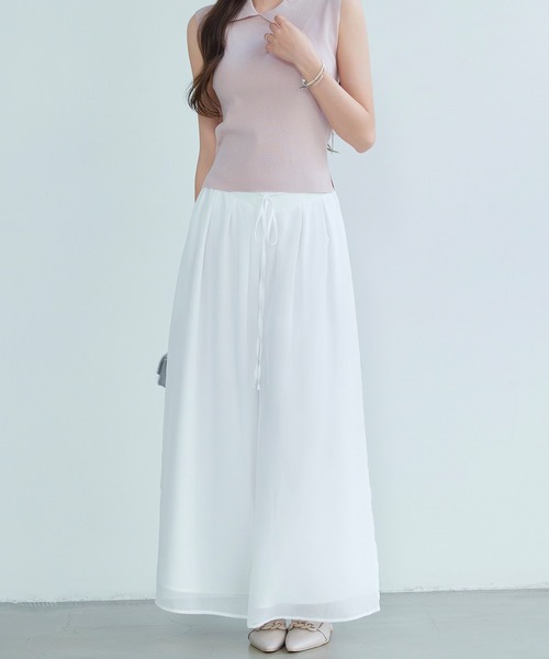 SAISON DE PAPILLON（セゾンドパピヨン）の「【2026SS新作】レーディス ワイドパンツ リボン付き シワ加工 体型カバー 通勤 きれいめ オフィスカジュアル（その他パンツ・レディース・ホワイト・M/S/L）」の6枚目の写真