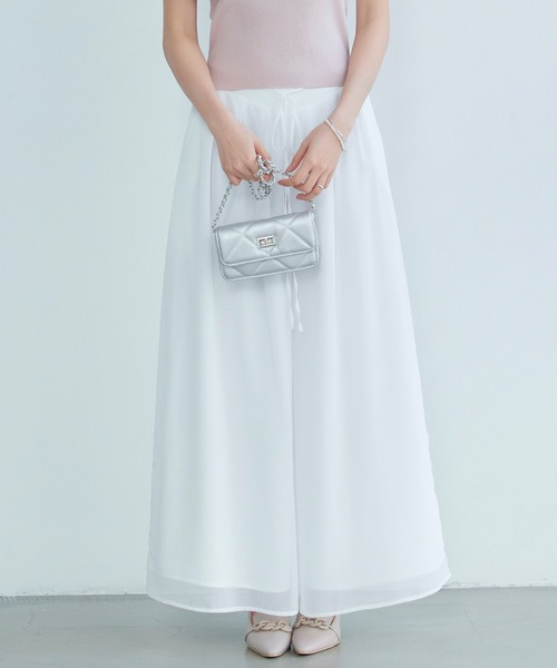 SAISON DE PAPILLON（セゾンドパピヨン）の「【2026SS新作】レーディス ワイドパンツ リボン付き シワ加工 体型カバー 通勤 きれいめ オフィスカジュアル（その他パンツ・レディース・ホワイト・M/S/L）」の7枚目の写真