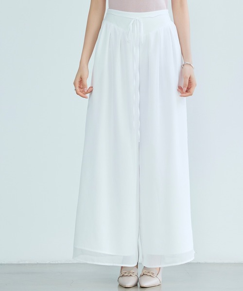 SAISON DE PAPILLON（セゾンドパピヨン）の「【2026SS新作】レーディス ワイドパンツ リボン付き シワ加工 体型カバー 通勤 きれいめ オフィスカジュアル（その他パンツ・レディース・ホワイト・M/S/L）」の10枚目の写真