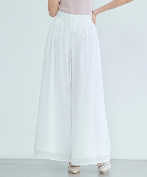 SAISON DE PAPILLON（セゾンドパピヨン）の「【2026SS新作】レーディス ワイドパンツ リボン付き シワ加工 体型カバー 通勤 きれいめ オフィスカジュアル（その他パンツ・レディース・ホワイト・M/S/L）」の11枚目の写真