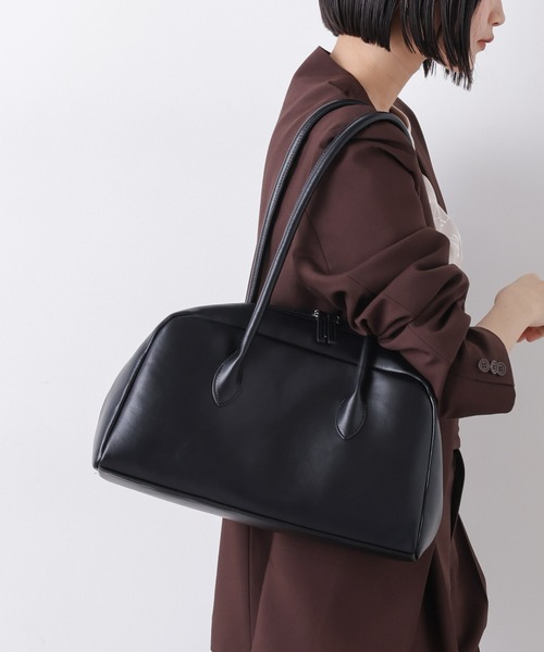 NANO universe(ナノユニバース)の「横型ボストンバッグ(ボストンバッグ・レディース・ブラック/ベージュ・F)」の1枚目の写真