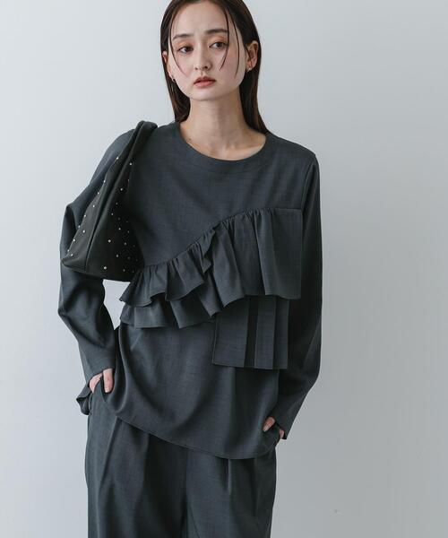 SENSE OF PLACE by URBAN RESEARCH（センスオブプレイスバイアーバンリサーチ）の「フリルトップパンツセットアップ（スラックス・レディース・ベージュ/ブラック/チャコールグレー・SMALL/MEDIUM）」の19枚目の写真