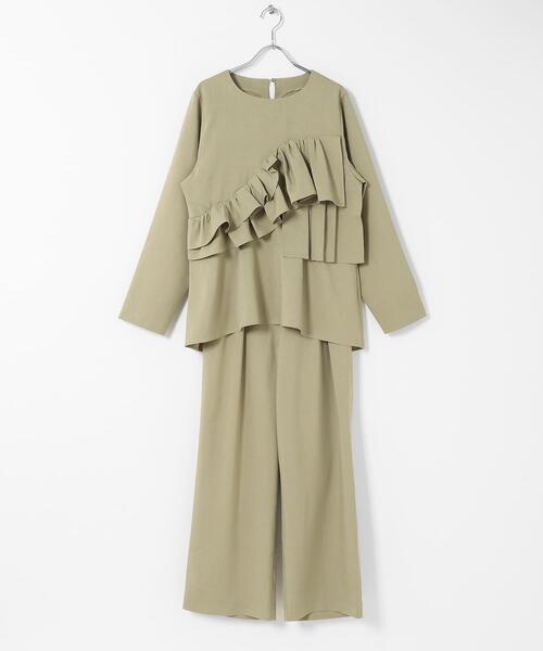 SENSE OF PLACE by URBAN RESEARCH（センスオブプレイスバイアーバンリサーチ）の「フリルトップパンツセットアップ（スラックス・レディース・ベージュ/ブラック/チャコールグレー・SMALL/MEDIUM）」の10枚目の写真