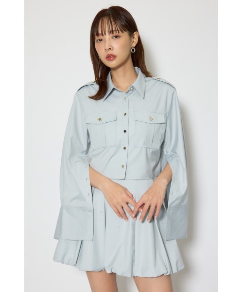 rienda(リエンダ)の「ワークディティールクロップドシャツ 春服(シャツ/ブラウス・レディース・ライトブルー/マルチ/イエロー・FREE)」の4枚目の写真