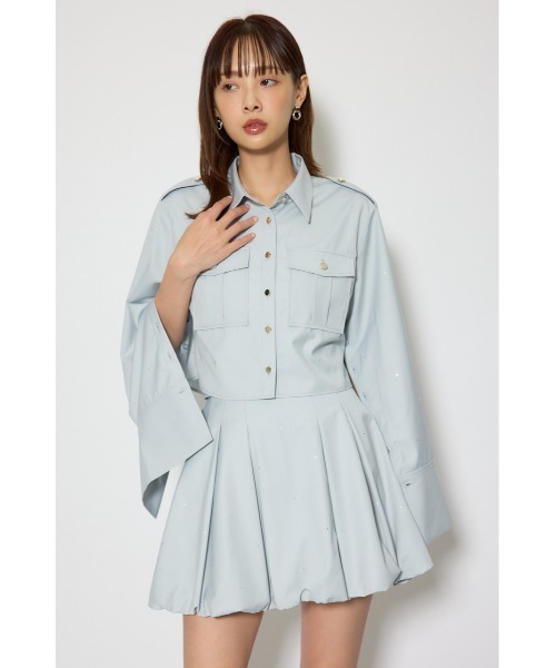 rienda(リエンダ)の「ワークディティールクロップドシャツ 春服(シャツ/ブラウス・レディース・ライトブルー/マルチ/イエロー・FREE)」の7枚目の写真