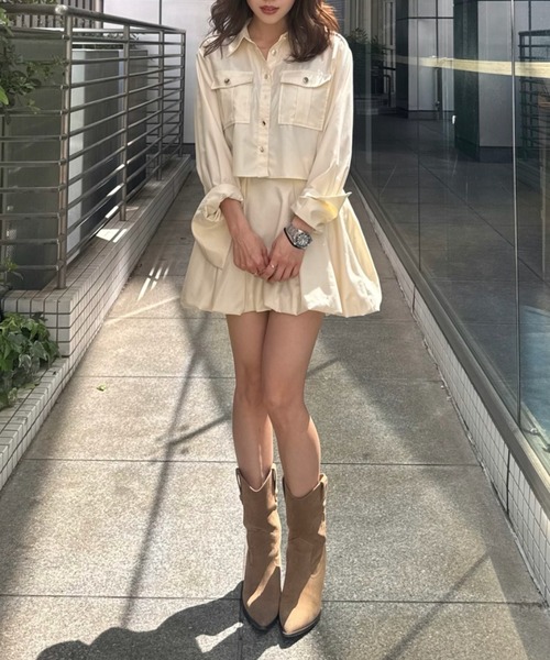 ワークディティールクロップドシャツ 春服（シャツ/ブラウス）｜rienda