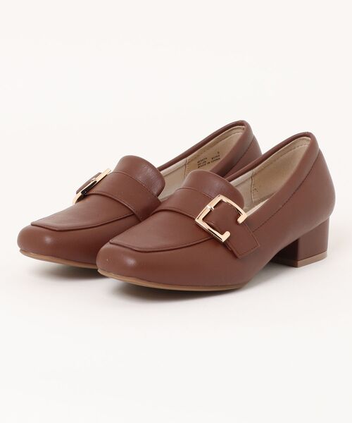 ABC-MART(エービーシーマート)の「ABC SELECT エービーシーセレクト PUFF HEEL LFR 3.5 パフヒールローファー 3.5 W5079 BROWN(パンプス・レディース・ブラウン・SMALL/X-LARGE/LARGE/MEDIUM)」の1枚目の写真