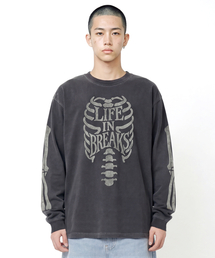 QT8 GARMENTS（キューティーエイトガーメント）の「LB Life Bones Washed Long Sleeve (Charcoal)（Tシャツ/カットソー）」