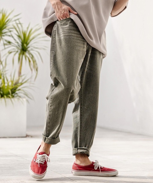 CAMBIO(カンビオ)の「mp14753-ヴィンテージ加工ダックテーパードパンツ(26089CMY)(その他パンツ・メンズ・ネイビー/ブラック/カーキ・S/M/L)」の5枚目の写真