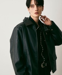 Cropped Synthetic leather Jacket / クロップド丈合成皮革ブルゾン