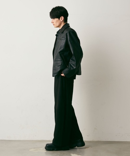 Shoowtime(ショウタイム)の「Cropped Synthetic leather Jacket / クロップド丈合成皮革ブルゾン(ブルゾン・メンズ・ブラック・MEDIUM/LARGE/X-LARGE)」の16枚目の写真