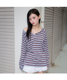 Stripe Button Long Sleeve [Blue]