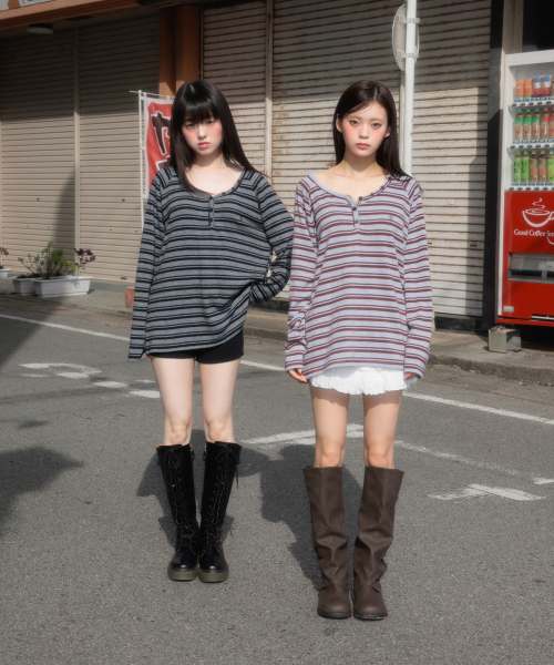ROSEFRANTZ（ロゼフランツ）の「Stripe Button Long Sleeve [Blue]（Tシャツ/カットソー・レディース・ブルー・OS）」の2枚目の写真