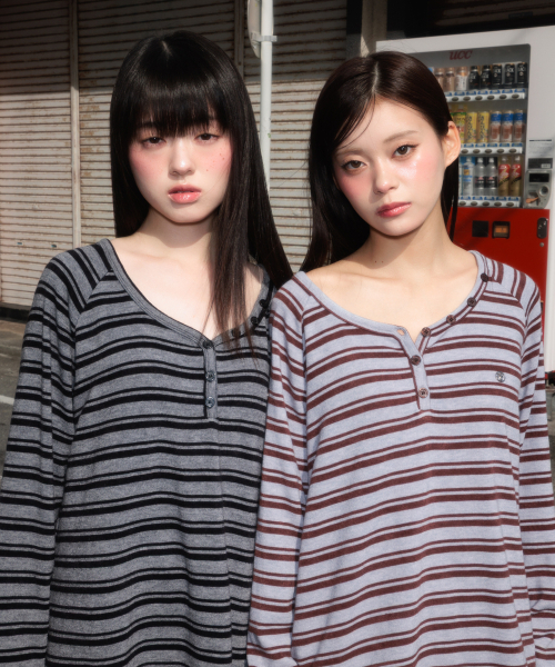 ROSEFRANTZ（ロゼフランツ）の「Stripe Button Long Sleeve [Blue]（Tシャツ/カットソー・レディース・ブルー・OS）」の4枚目の写真