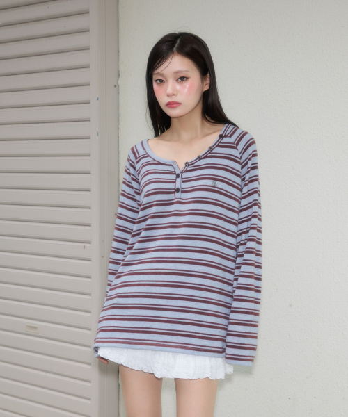 ROSEFRANTZ（ロゼフランツ）の「Stripe Button Long Sleeve [Blue]（Tシャツ/カットソー・レディース・ブルー・OS）」の10枚目の写真
