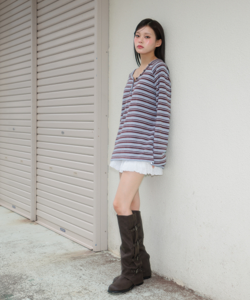 ROSEFRANTZ（ロゼフランツ）の「Stripe Button Long Sleeve [Blue]（Tシャツ/カットソー・レディース・ブルー・OS）」の11枚目の写真