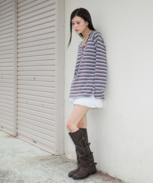ROSEFRANTZ（ロゼフランツ）の「Stripe Button Long Sleeve [Blue]（Tシャツ/カットソー・レディース・ブルー・OS）」の12枚目の写真